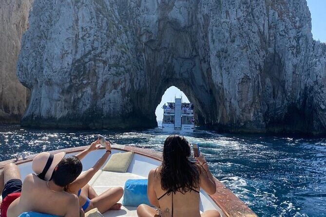 Capri Complete Package-Small Group Boat Tour and Transports - Marina Piccola swim, snorkeling gear, and limoncello hour