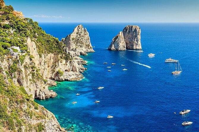 Capri Semi-Private Boat Tour and City Visit from Sorrento - Punta Carena lighthouse at the right moment, then the aperitif break