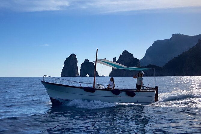 Full Day Private Guided Boat Tour of the Capri Coast - Your boat setup: towels, ladder, showers, and easy swimming