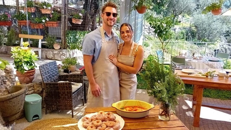 Sorrento: Marì Cooking Class in a Family Farm w/ Coast View - Eating what you made: wine, limoncello, and the coast at your table