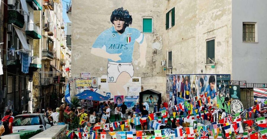 Street art tour of the Spanish Quarters & Maradona idol - Starting at Piazzetta Matilde Serao and Getting Oriented Fast