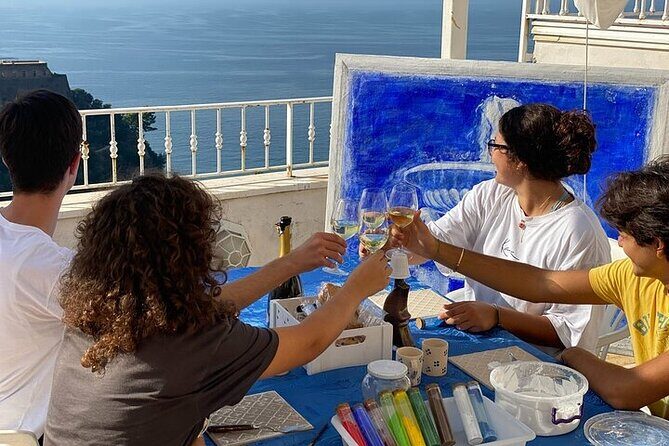 Workshop Fresco Painting & Aperitivo Seaview in Sorrento coast - Aperitivo with wine and a break from the work